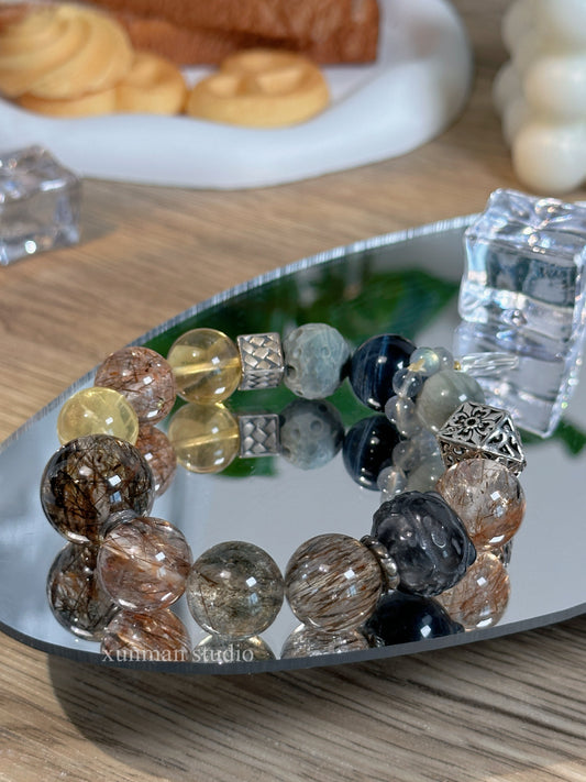 穩場聚財 · 黑金超七多寶款
Stability & Wealth ｜ Black Gold Super Seven Crystal Stack