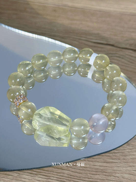 曦光映心款｜柔亮透澈，溫暖安定

Lemon Quartz × Rose Quartz｜11mm Energy Bracelet